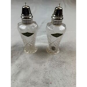 Shannon Crystal Designs of Ireland Salt and Pepper Shakers Set Silver Tone Tops